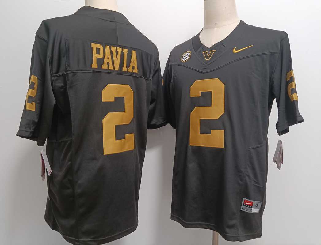 Mens Vanderbilt Commodores #2 Diego Pavia Black Gold FUSE College Football Jersey